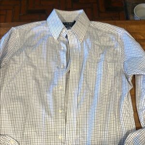 Ralph Lauren Blue and White Dress Shirt Classic Gingham Pattern